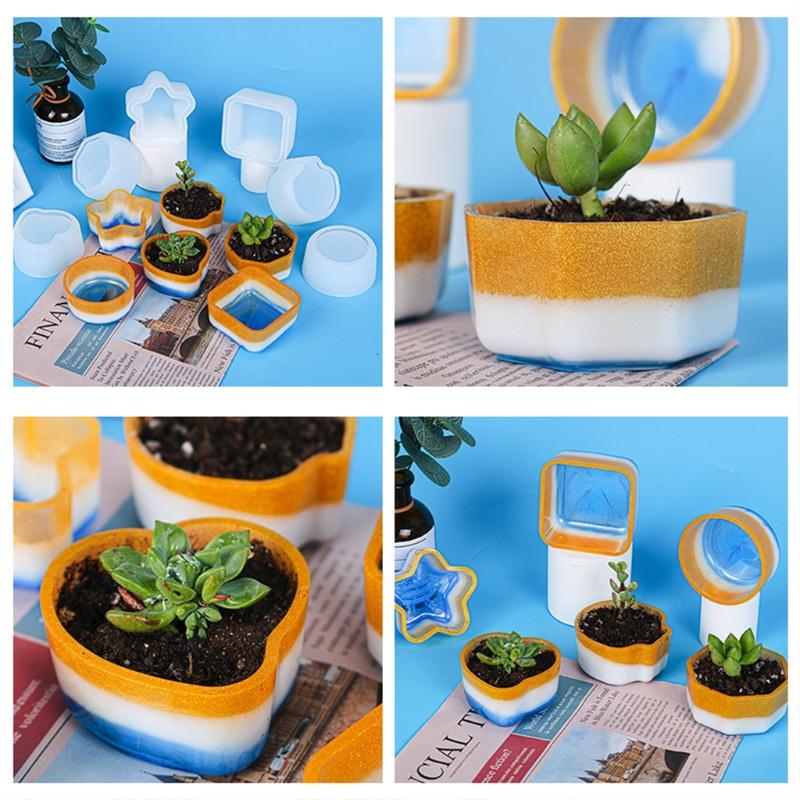 Handmade Succulent Planter Flowerpot Silicone Mold Concrete Plant Flower Pot Epoxy Resin Mold DIY Candle Holder Mould