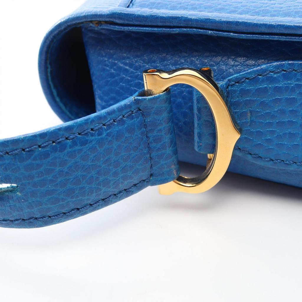 Used CARTIER Must Line Shoulder Bag leather Blue Used Women