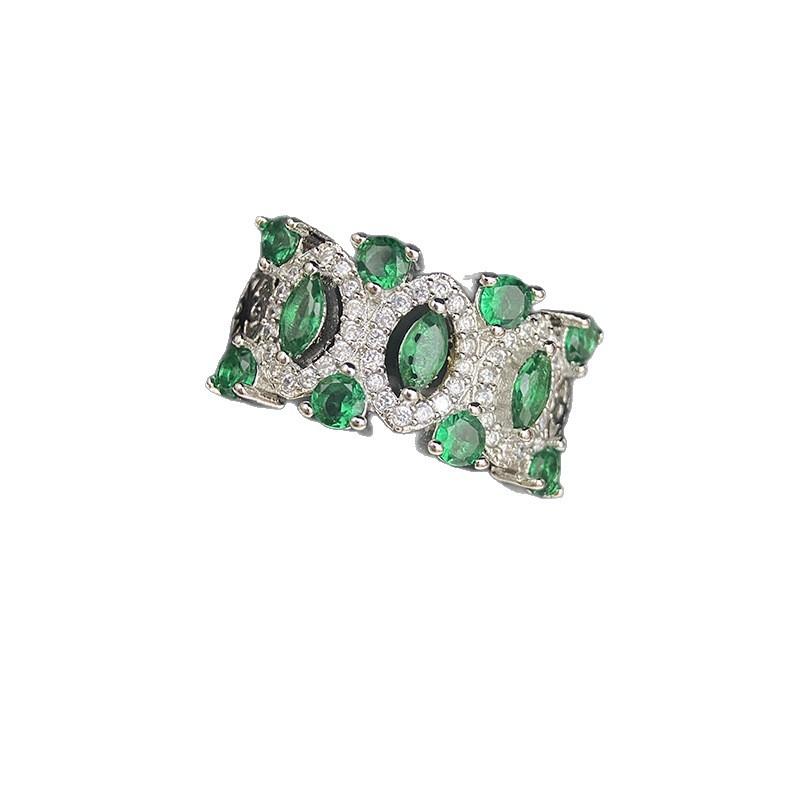 2026 Fashion Trend, Plated with 18K Gold, Dark Purple Zirconium Bright Personality Niche Index Finger Ring