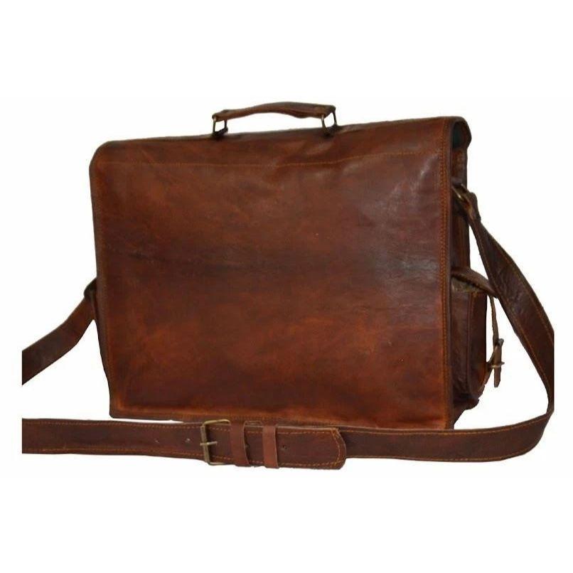 Men's Genuine Vintage Brown Leather Messenger Bag Shoulder Laptop Bag Briefcase