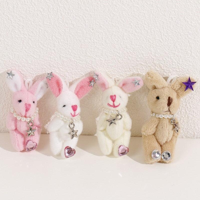 Soft and Adorable Rabbit Plush Toy with DIY Accessories Exquisite Rabbit Keyring Decoration Cute Rabbit Keychain Pendant