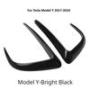 Front Bumper Cover Wind Knife for Tesla Model Y 2017-2024 ABS Glossy Black Fog Lamp Trim Carbon Look Blade Trim Light Eyebrow