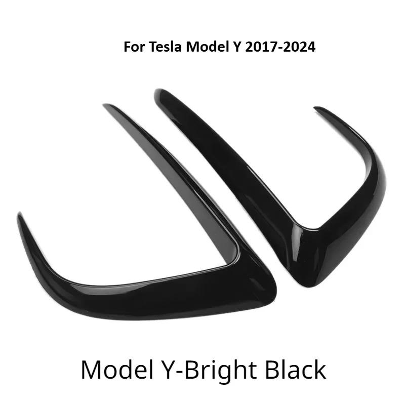 

Front Bumper Cover Wind Knife for Tesla Model Y 2017-2024 ABS Glossy Black Fog Lamp Trim Carbon Look Blade Trim Light Eyebrow