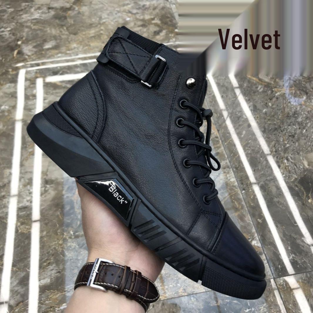 

Men s High-Top Leather Martin Boots with Side Zipper and Soft Fur Lining - Warm Velvet Snow Boots Default Option