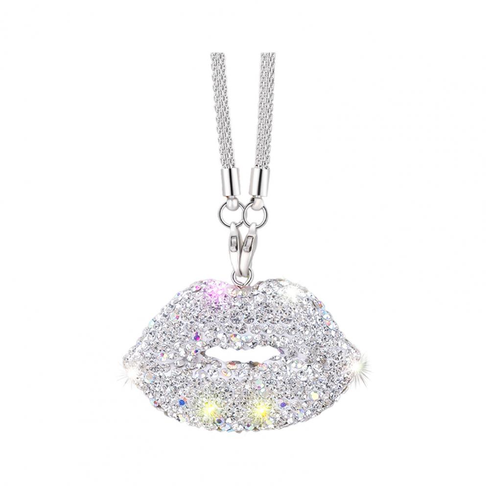 Rearview Mirror Pendant Sparkling Rhinestone Lip-shaped Car Rearview Mirror Charm Ornament Elegant Hanging Pendant for Car Rear