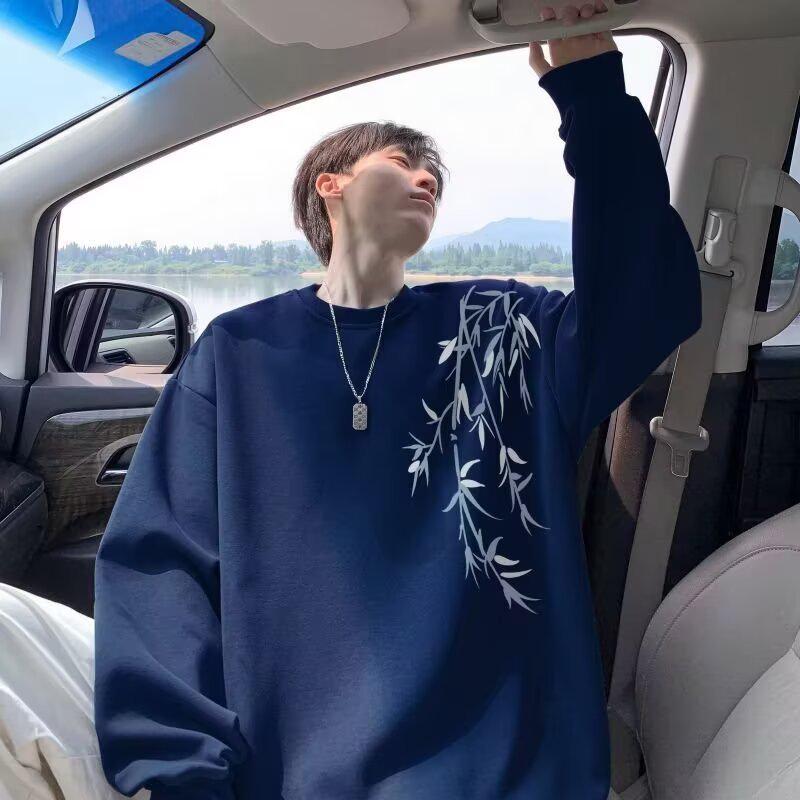 Men's Chinese Style Round Neck Hoodie - High-End, Loose Fit Casual Top