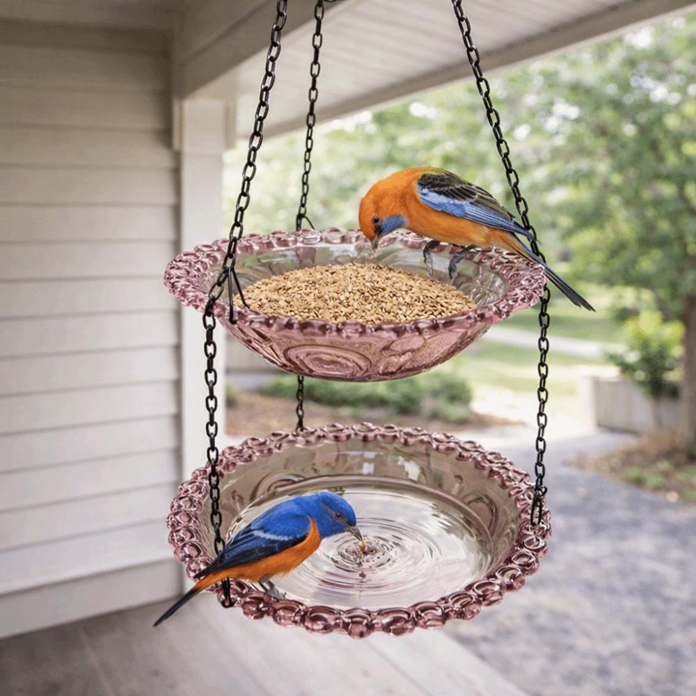 Transparent Bird Bathtub Flower Shaped Hummingbird Feeder Bird Food Container  Patio