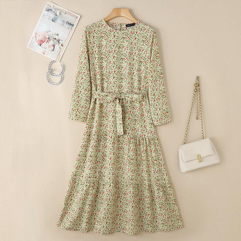 

ZANZEA Женское модное длинное платье трапециевидной формы в горошек с длинными рукавами в стиле ретро 5XL бежевый