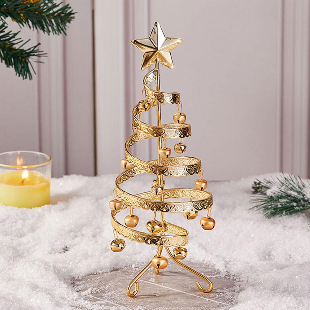 Bell Tabletop Christmas Tree Table Centerpiece Wrought Iron Vintage Style Christmas Mini Christmas Tree for Shelf Mini Christmas Tree