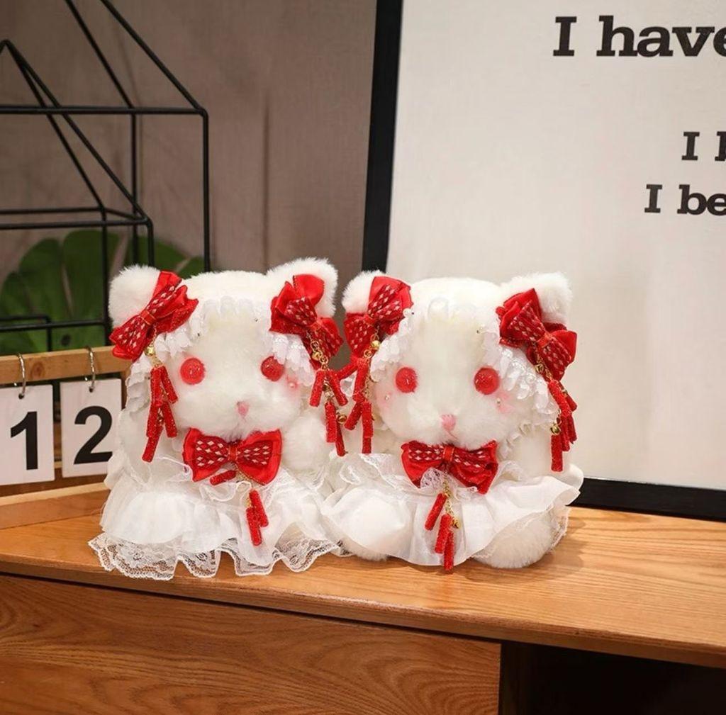 Plush Rabbit Cat Toy With Pp Cotton Filling For Girls Birthday Gift And Home Decor