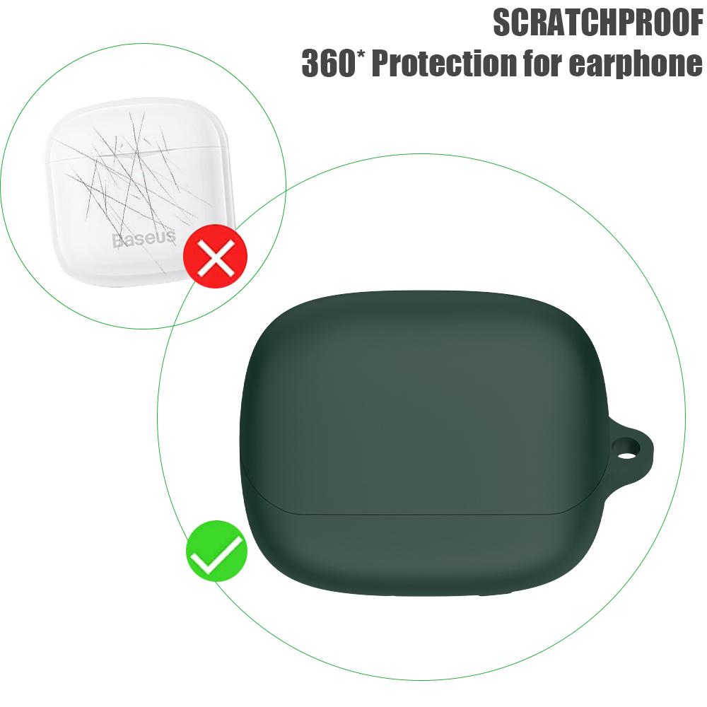 Cover for Baseus Bowie M2S Charging Case Anti-fall Sleeve With Hook Solid Color Wireless Bluetooth Earphone Silicone Protective