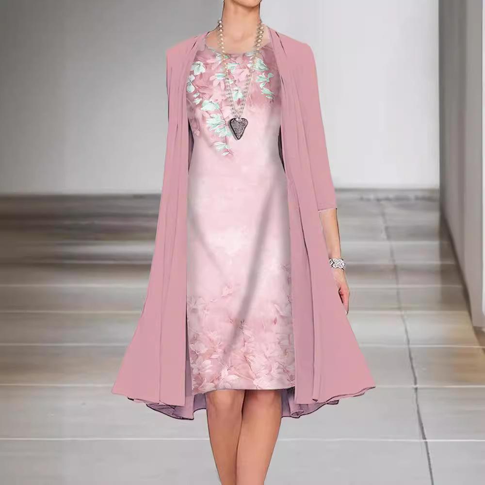 Spring and Autumn Printed Medium and Long Sleeves Loose Multi-color Two-piece Set