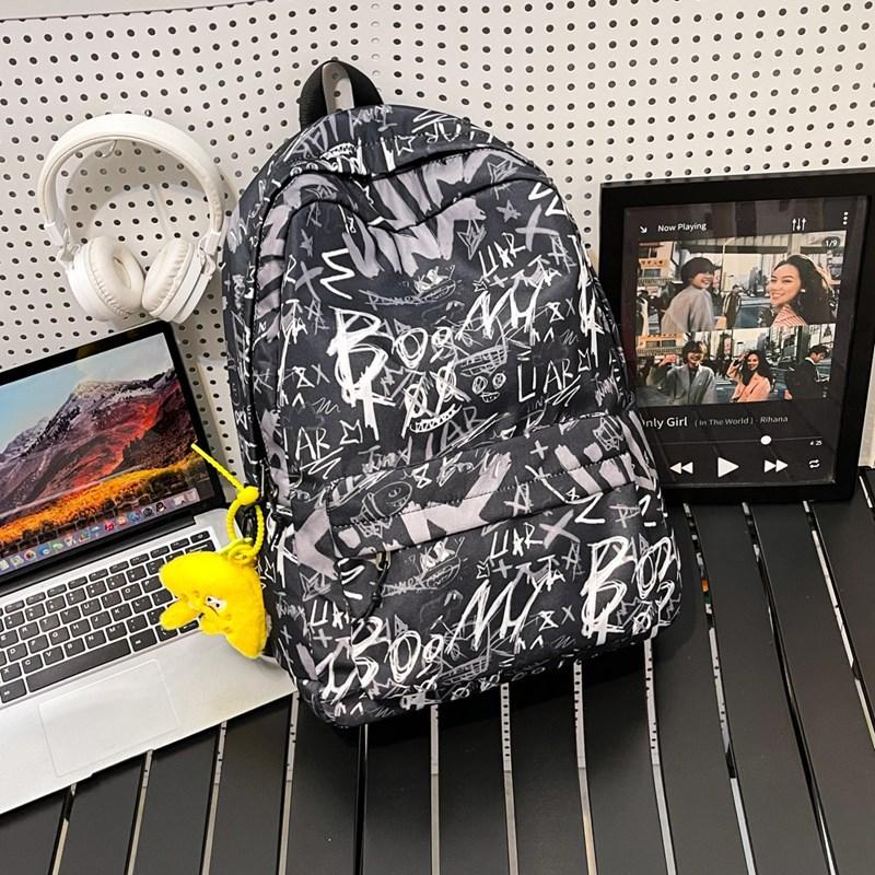 Backpack Men's Graffiti Backpack Senior High School Student Schoolbag