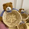 Cute Little Bear Hugging Weaving Storage Basket Woven Cosmetics Lipstick and Miscellaneous Items Storage Basket Desktop Decor