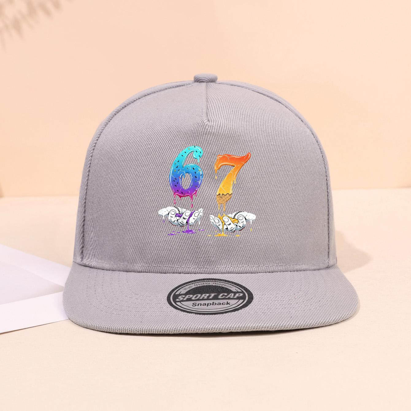 

1PC American Retro Gradient 67 Flat brimmed Hat | Whitening+Comfortable Adhesive Head, Full of Street Atmosphere сірий
