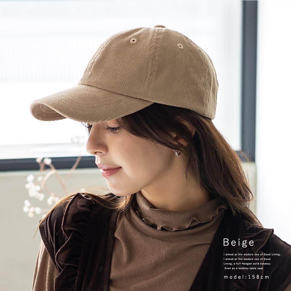 VITAFELICE Cap Corduroy Simple Beige Women's tgh-30144z