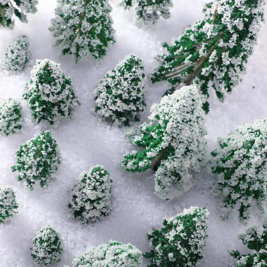 6 Sizes of Xmas Decoration Mini Snow Pine Model Trees Scenery Trees for Christmas Decoration Desktop Christmas Winter Display