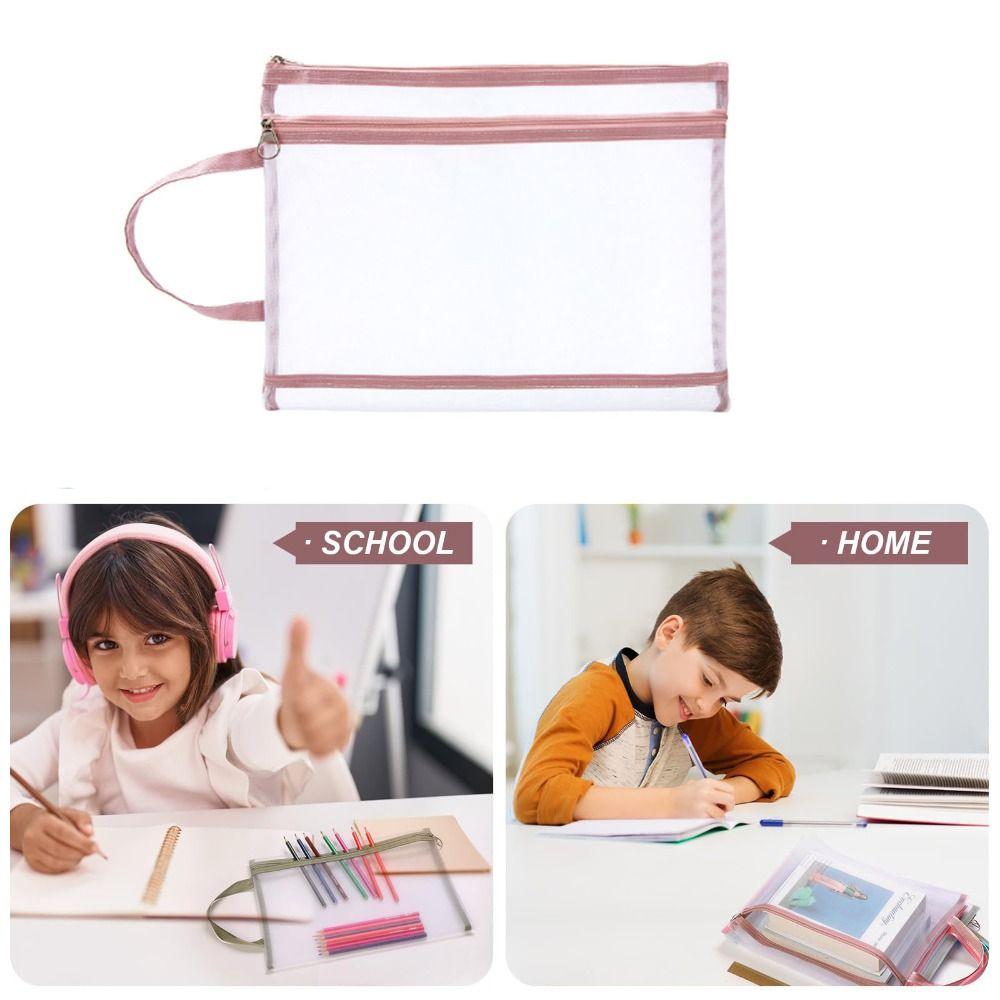 

Transparent a4 File Bag Portable Data Storage Bag New Mesh Zipper Pouch Bags