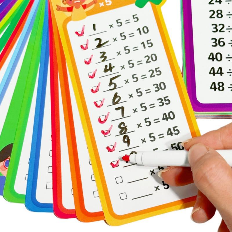 1SET Addition, Subtraction, Multiplication and Division, Primary School Math Card, Repeatable Writing, Children's Learning Aids