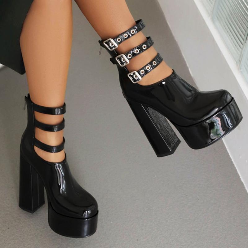 Sexy Platform Ankle Boots for Women Luxury Black Red White Short Boot High Heel Party Dance Shoes Lady Big Size 45 2025 Spring