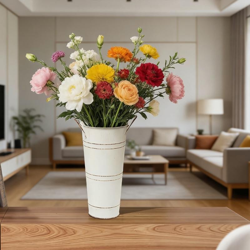 Vasos Metálicos Galvanizados para Floricultura Decoração Rústica de Fazenda Balde de Flores Suporte de Flores de Lata Rústico para Plantas Cortadas Decoração de Casa