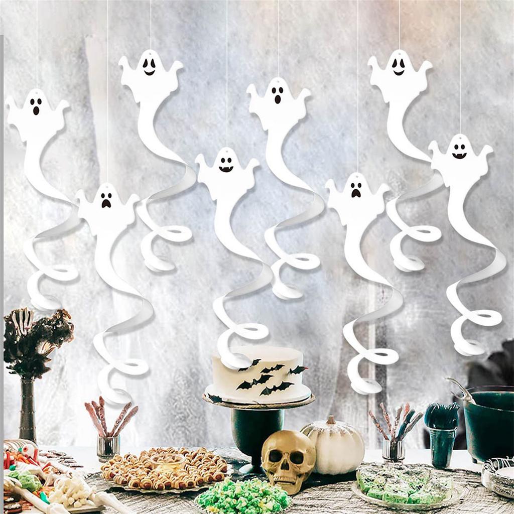 Halloween Black Bat Hanging Swirls Decoration 10 Pcs Set Spooky Ceiling Decor for Home Party and Haunted House