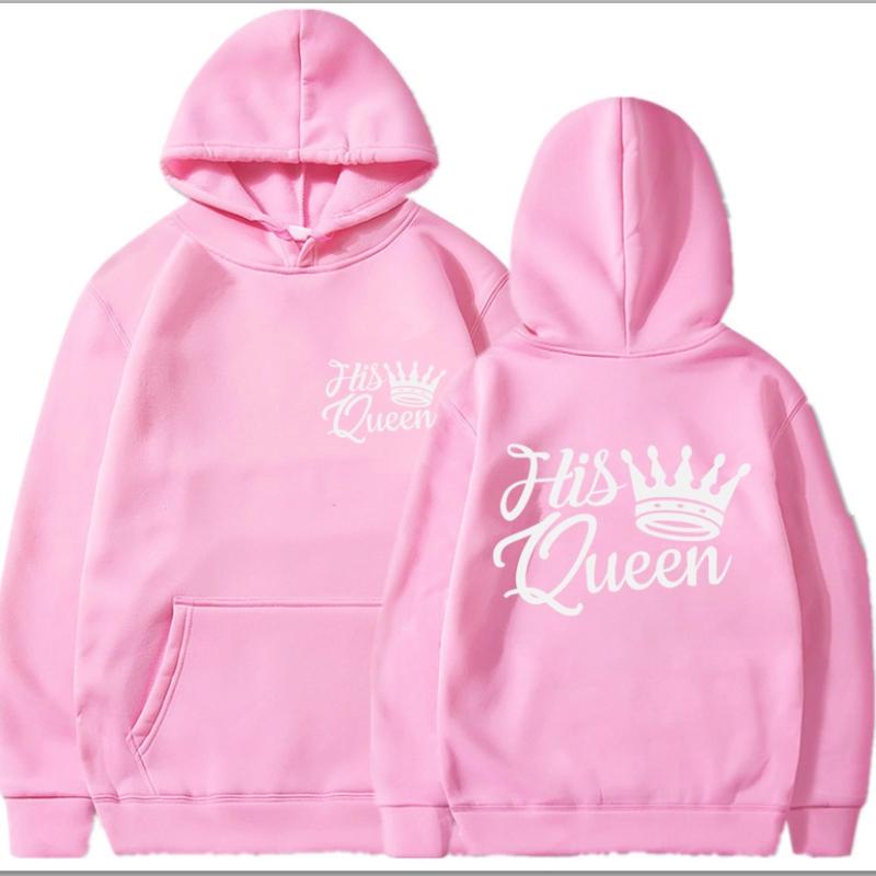 His Queen Printed Hoodie Women Men Casual Fleece Comfortable Fashion O-Neck Long Sleeve Pullover Autumn Winter Oversize Hoodie