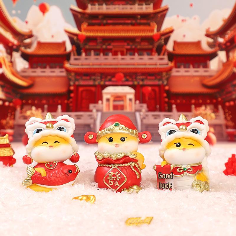 Guochao Zodiac Snake Figurine: Year of the Snake Desktop Ornament, Spring Festival Creative Gift