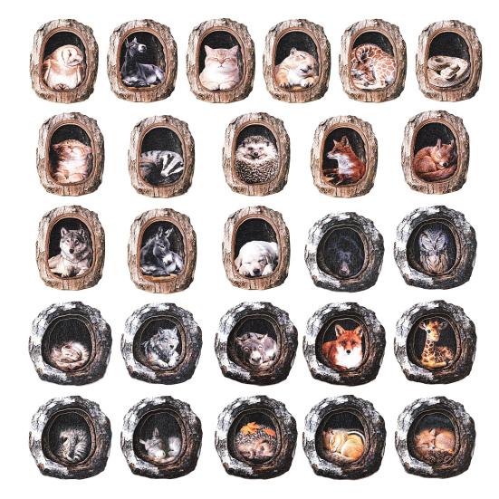 Tree Hole Animal Refrigerator Magnet Wooden Animal Fridge Magnet Home Office Kitchen Cabinet Locker Whiteboard Decoration