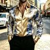 Satin Silk Long Sleeved Printed Men's Shirt Slim Fit Party Nightclub Casual Formal Shirt, 2026 New Model, Plus Size Top