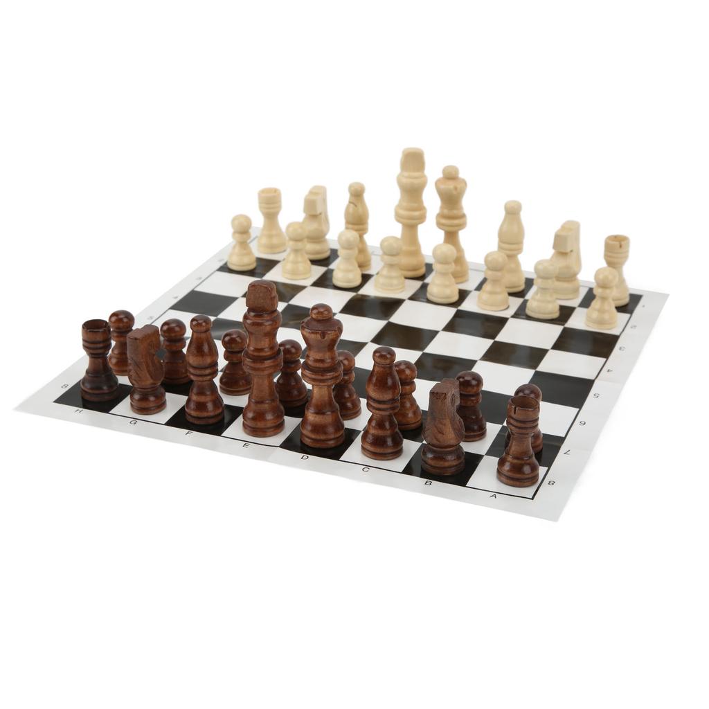 Folding Chess Board with 32 Pieces Chess Pieces Portable Funny Board Game Chess Sets for Holiday Party