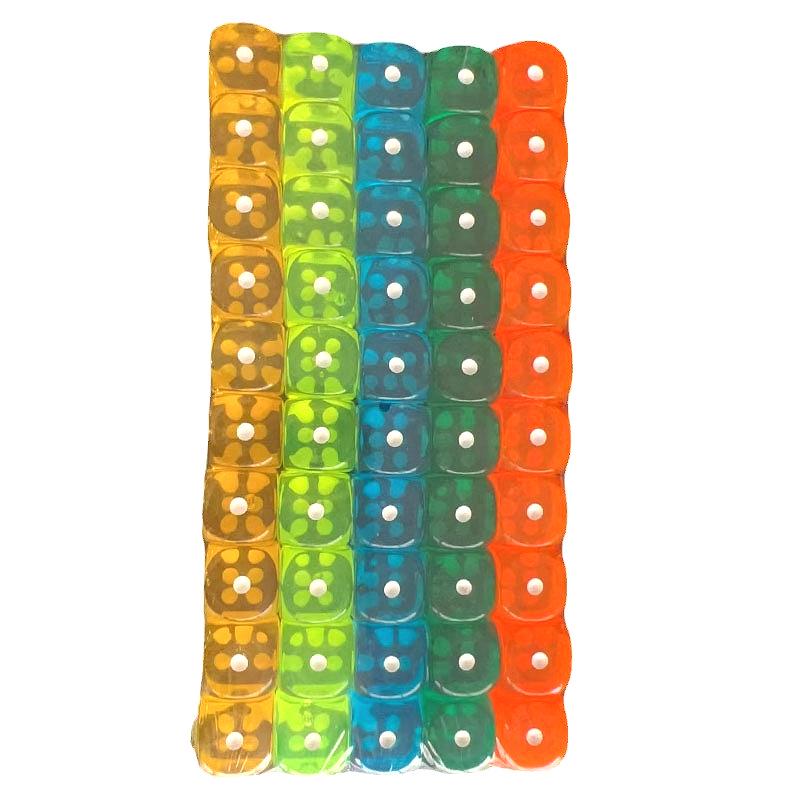 14mm Transparent Six-Sided Dice Set with Rounded Corners - Game Accessories