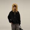 American Retro Oversized Fur Collar Couple Hoodie Cardigan