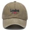 Unisex Vintage Baseball Cap With "London" Embroidery & Union Jack Flag Design - Breathable, Lightweight Fabric For Outdoor Trave