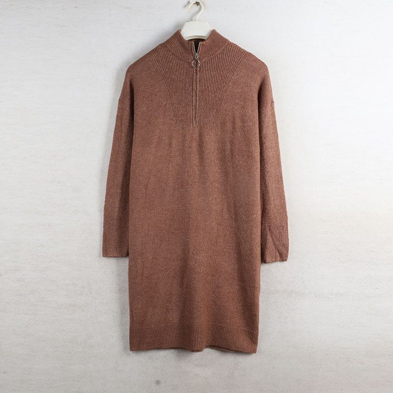 

Sunshine House Autumn and Winter New Arrival Export European and American plus Size Women s Clothes Stand Collar Lapel Long Sweaters Dress Camel color XL (European Code): Bust size 136