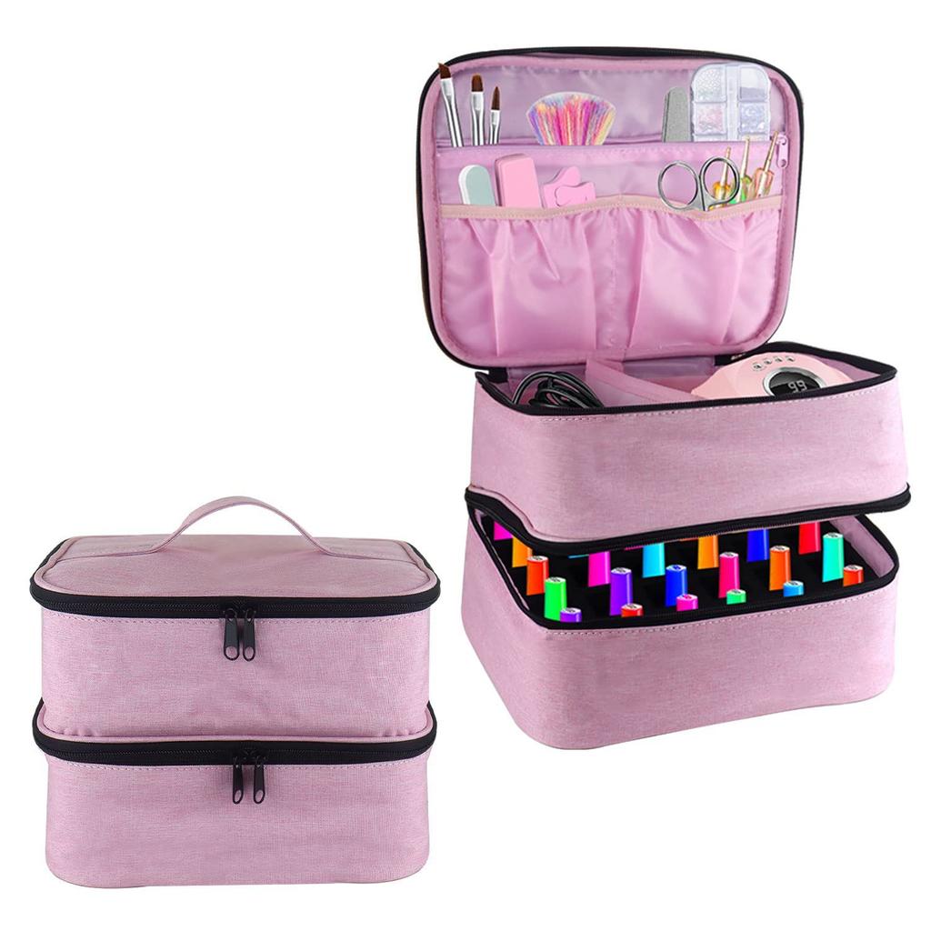Nail Polish Storage Bag Essential Oil Bag Cosmetic Nail Care Kit Nail Care Tool Storage Box Double Layer 30 Compartment LIJIAO