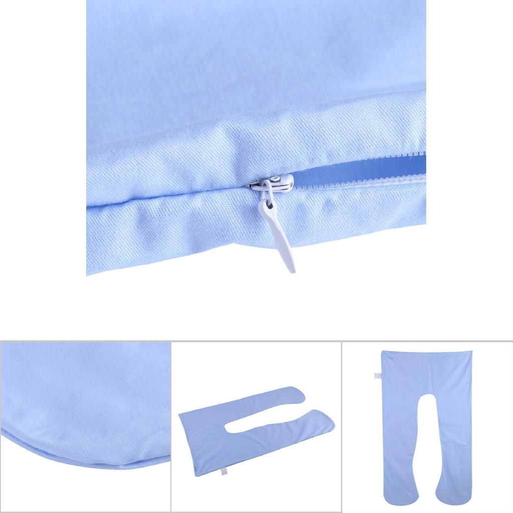 1Pc Women Pregnant Arm Body Supporter Sleeping Pillow Cover U Shape Cushion Cover (Blue)