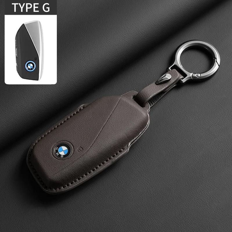 Hot 2025 New Leather Car Key Case Cover For BMW Series 7 735 I 740 Li X7 X1 U11 2023 I7 G07 LCI XM Keychain Accessories Protecto