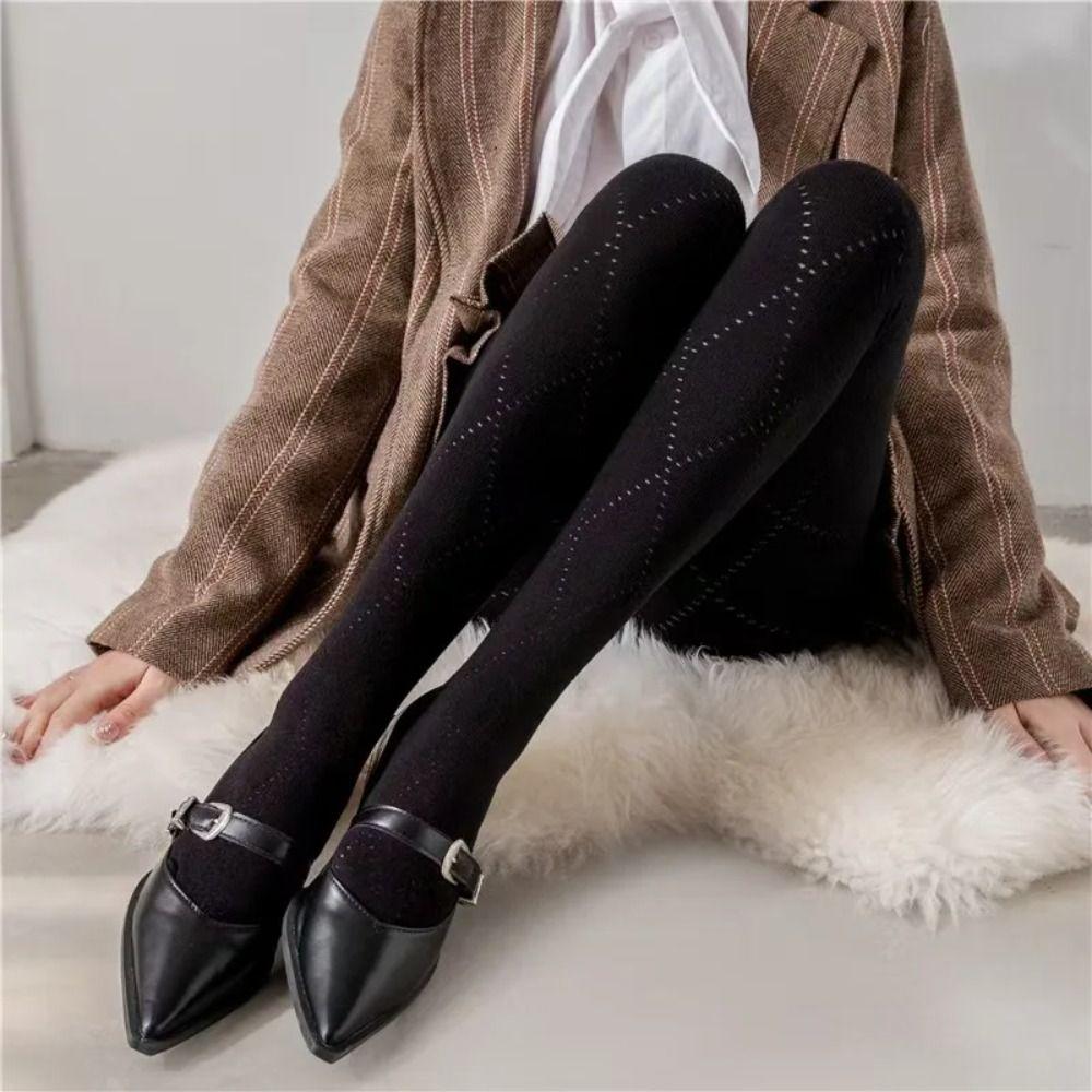 New Jacquard Pattern Knitted Tights High Waist Elastic Slimming Pantyhose Skinny Women Leggings Autumn Winter