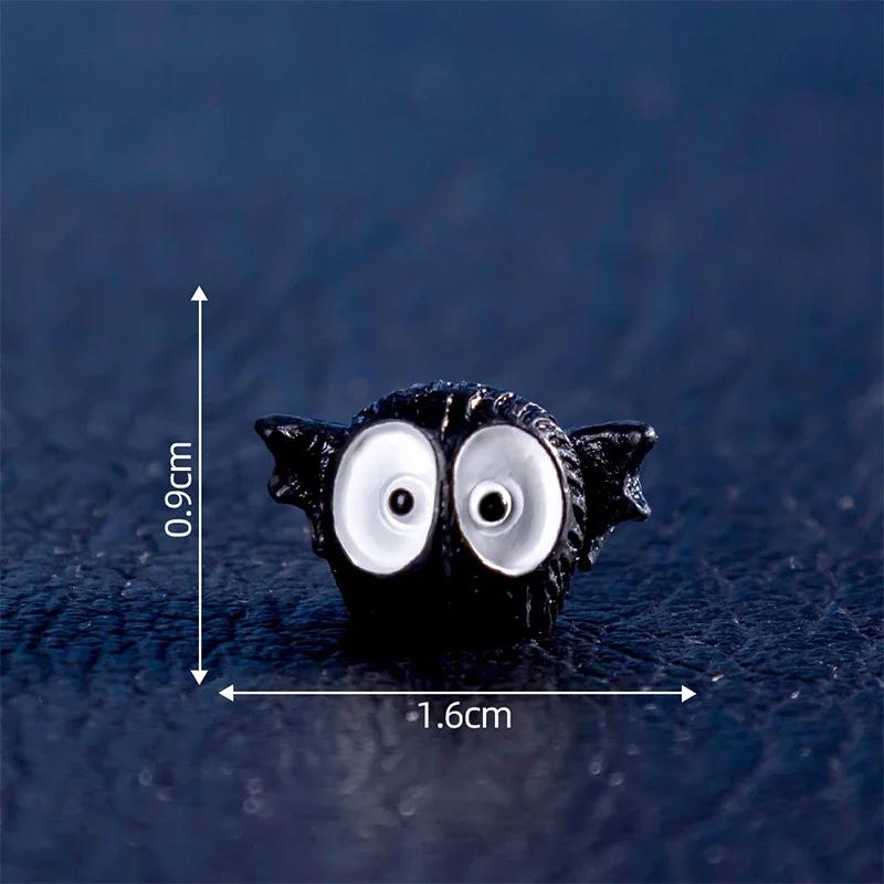 Miniatures Halloween Luminous Black Briquettes Elfs Mini Dust Ball Figure Miniature Figurines Fairy Garden Ornaments Home Decor