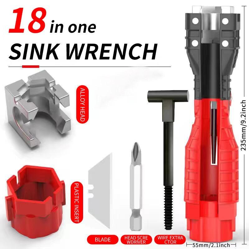 Bathroom & Kitchen Faucet Repair Tool Set - 18-in-1 & 24-in-1 Flume Wrenches