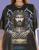 Jesus Christ Christian Faith Religion Saviour Worship Comfort Colors® Tshirt, Crown Of Thorns Ornate Cross Stone Pedestal Blue Lightning Tee