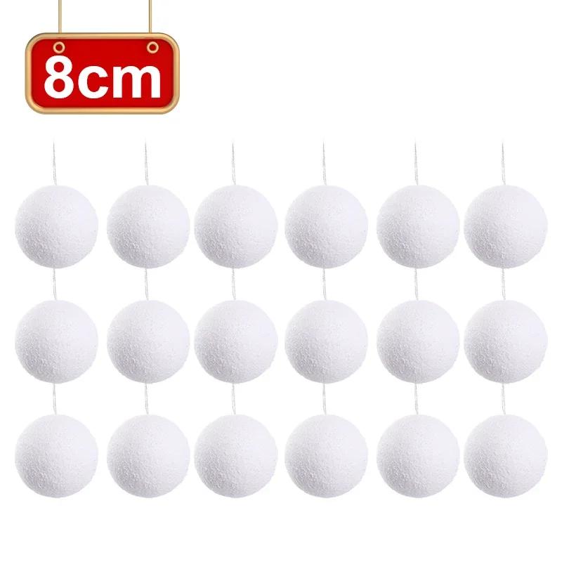 54/6PCS White Foam Christmas Balls for Xmas Tree Hanging Ball Ornaments Pendants for Wedding New Year Party Home Decor Supplies