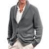 Men's Cardigan Sweater with Turn-down Collar and Long Sleeves