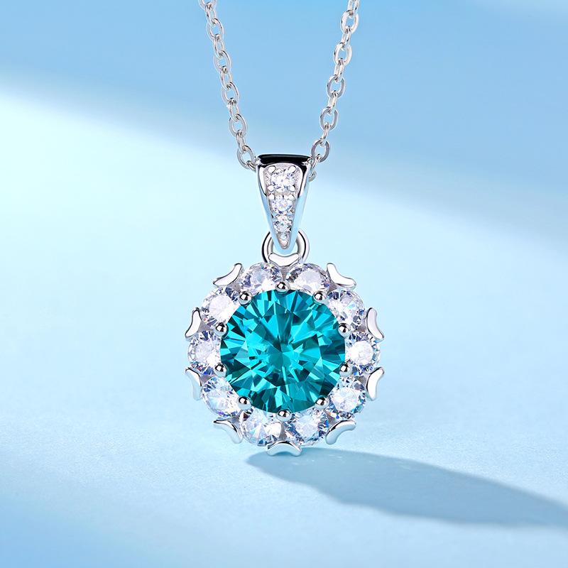 Vinregem Classic 100% 925 Sterling Silver VVS1 Real Sapphire Moissanite Gemstone Wedding Engaement Pendant Necklace Fine Jewelry
