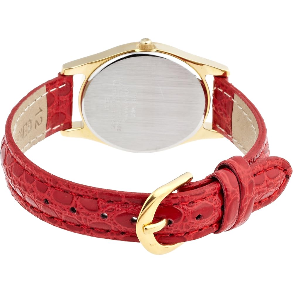 Citizen Q&Q Analog Solar Waterproof Watch Leather Strap AA95-9918 Women's White Red