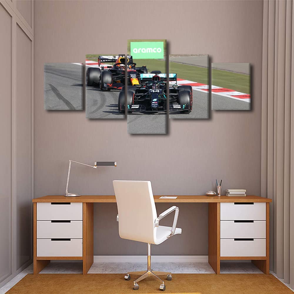 5Pcs Rustic F1 Racing Car House Paitings Sports Car 5 Pieces Pictures Home Decor 5 Panel Canvas Wall HD Print Art No Framed