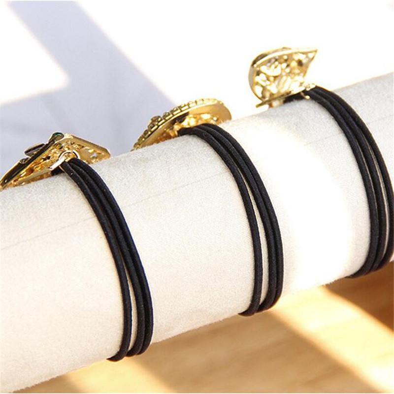 Vintage Elegant Crystal Hollow Metal Hair Rope Scrunchies Women Girls Elastic Tie Hair Rubber Bands Holder Accessories Headdress