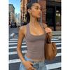 European and American Women's Clothing American Style Minimalist Square Collar I-Shaped Sports Vest Female Street Ins Easiest for Match Workout Top