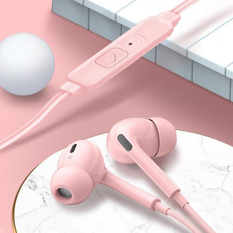 Macaron Color In-Ear Headphones 3.5Mm Computer Mobile Phone Music Call Headphones Simple Bass Game Headphones With Microphone